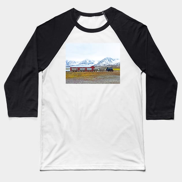 Ny-Alesund locomotive, Svalbard, Norway Baseball T-Shirt by HazelWright